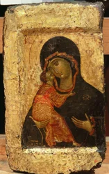 La Virgen de Vladímir con el Niño, icono ruso, escuela de Moscú